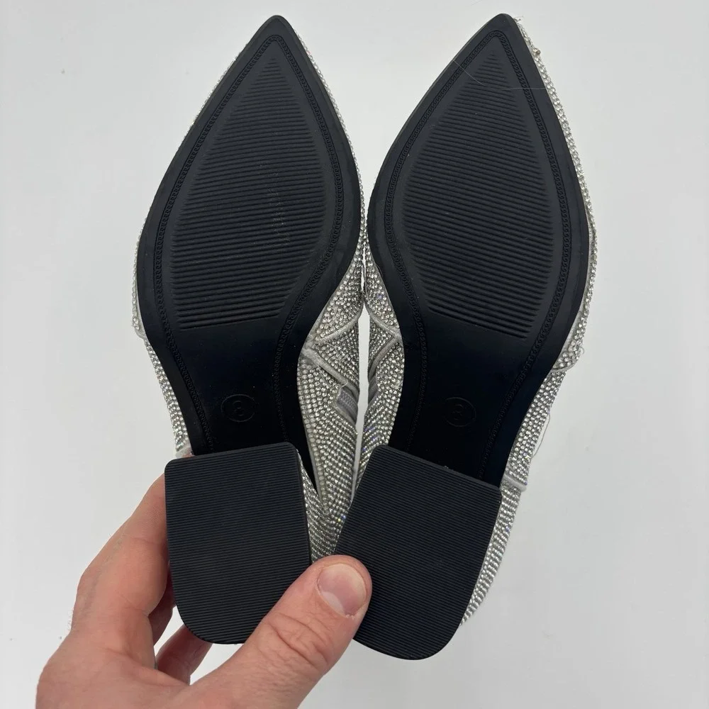 A New Day Silver Rhinestone Glitter Booties Pointed Toe Womens 8 Western Country